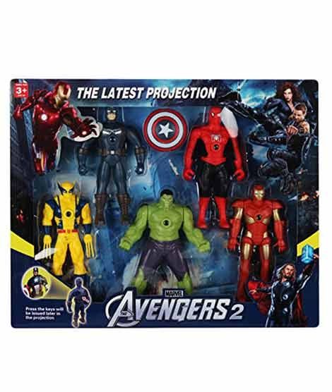 iShopping - Planet X Marvel Avengers Action Figures With Projector Function (Pack of 5) 6 inches (PX-10347)