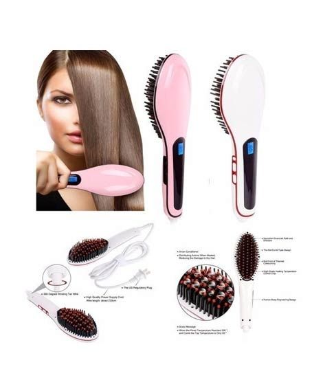 iShopping - Sasti Market Fast Hair Straightner Brush - Pink