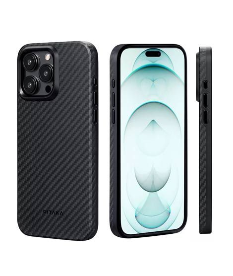 iShopping - Pitaka Aramid Fiber MagEZ Case Pro For iPhone 15 Pro - Black/Grey Twill