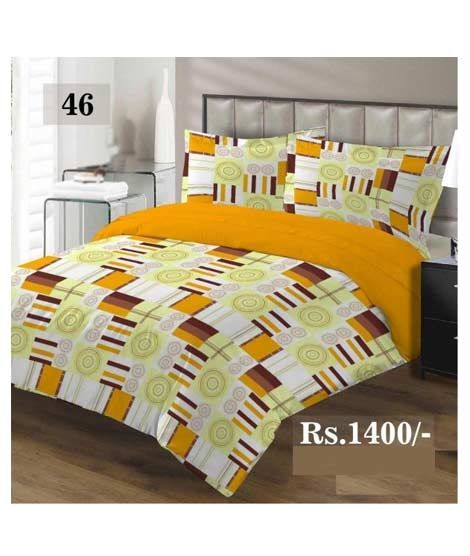 iShopping - AAM Printed Double Bed Sheet With 2 Pillowcase (1533-46)