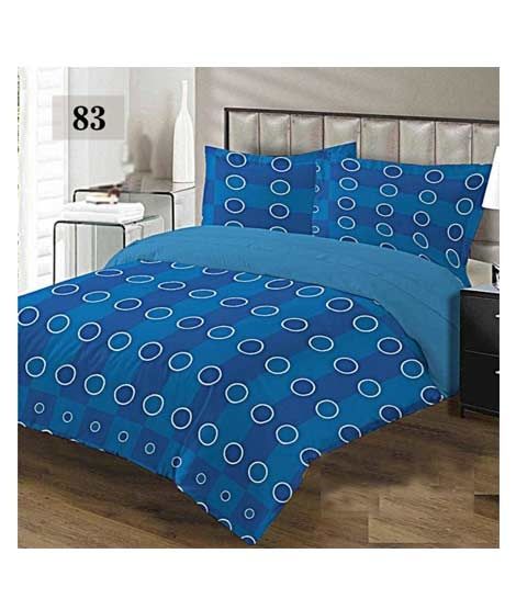 iShopping - AAM Printed Double Bed Sheet With 2 Pillowcase (1533-83)
