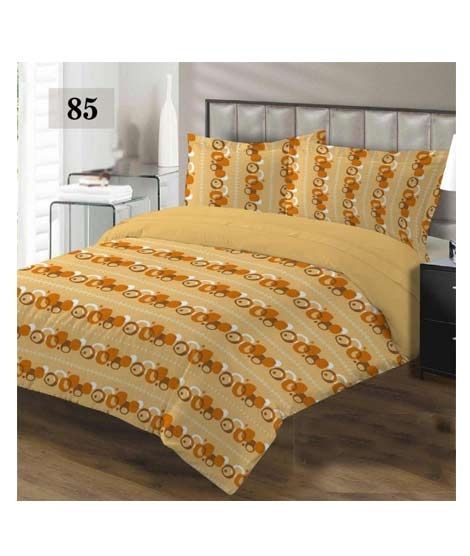 iShopping - AAM Printed Double Bed Sheet With 2 Pillowcase (1533-85)
