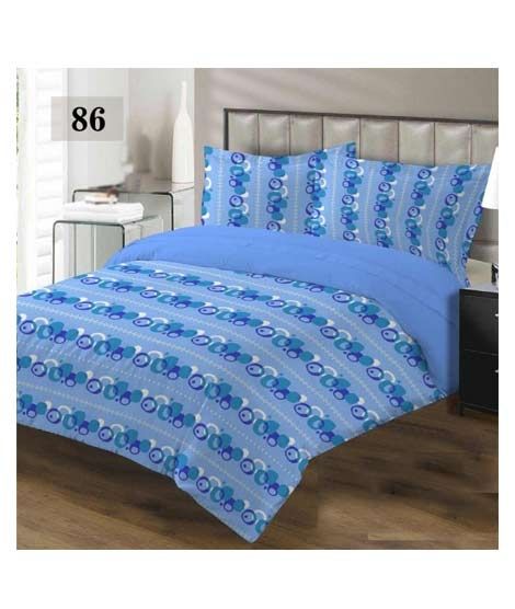 iShopping - AAM Printed Double Bed Sheet With 2 Pillowcase (1533-86)