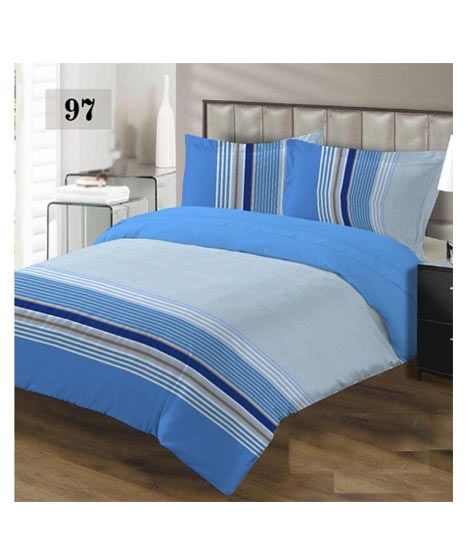 iShopping - AAM Printed Double Bed Sheet With 2 Pillowcase (1533-97)