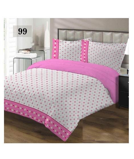 iShopping - AAM Printed Double Bed Sheet With 2 Pillowcase (1533-99)