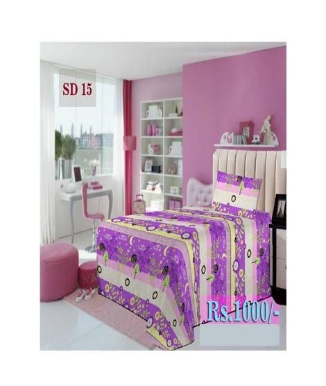 iShopping - AAM Printed Single Bed Sheet With 1 Pillowcase (SD-15)