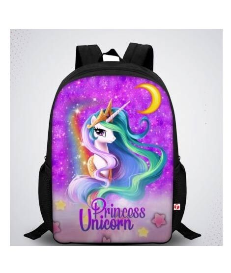 iShopping - Traverse Princess Unicorn Digital Printed Kids Bag - Black (T855S)