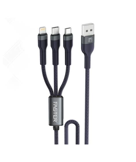 iShopping - Faster 3-in-1 Denim Braided Data Cable 1.2m (D4)