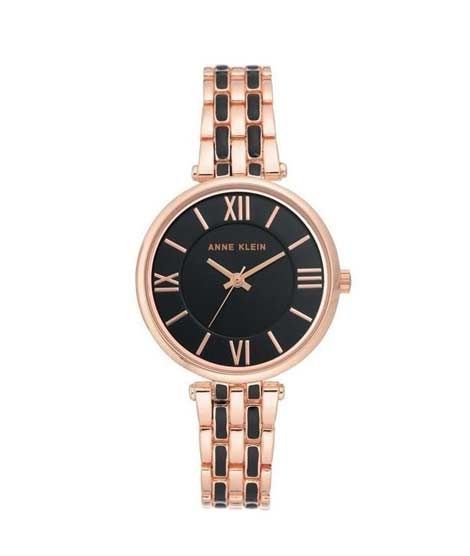 iShopping - Anne Klein Bangle Women's Watch Rose Gold & Black (AK/3276BKRG)
