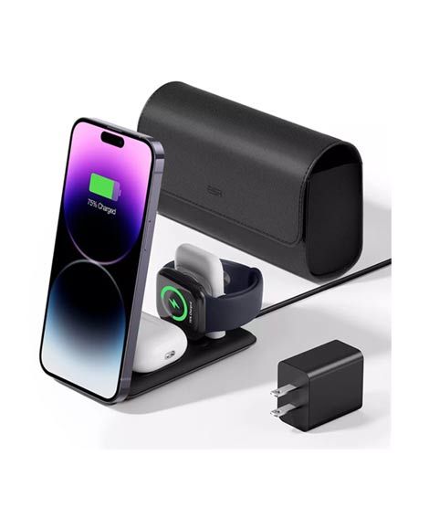 iShopping - ESR 3 in 1 Foldable Wireless Charging Station Black (AMT-6326)