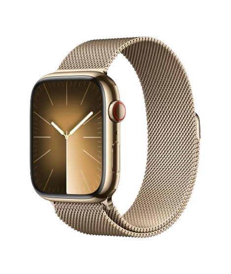 iShopping - Apple Watch Series 9 Gold Stainless Steel Case With Milanese Loop-GPS-45 mm-Gold