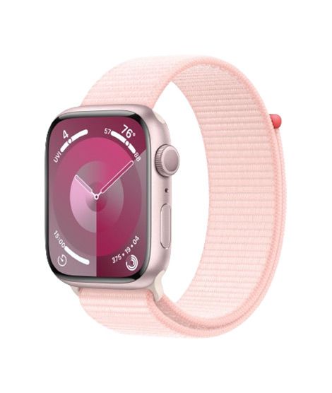 iShopping - Apple Watch Series 9 Pink Aluminum Case With Sport Loop-GPS-45 mm-Pink