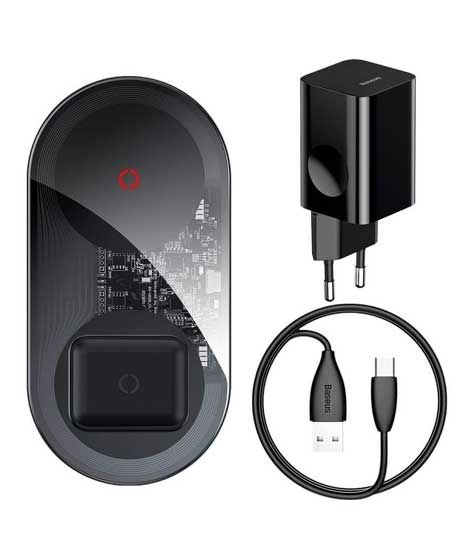 iShopping - Baseus 24W 2 In 1 Wireless Charger Black (TZWXJK-B01)