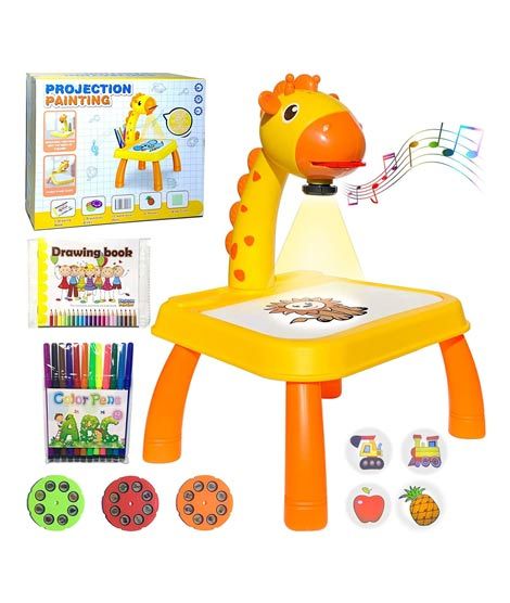 iShopping - Easy Shop Kids Giraffe Projector Painting & Drawing Table Set - 24 Toys