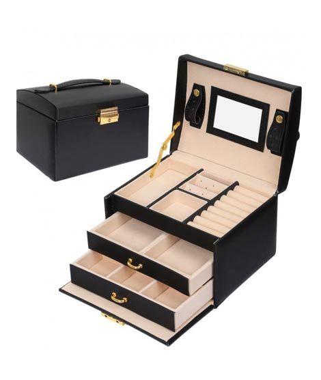 iShopping - Easy Shop 3-Layer Mirror Leather Jewellery Organizer