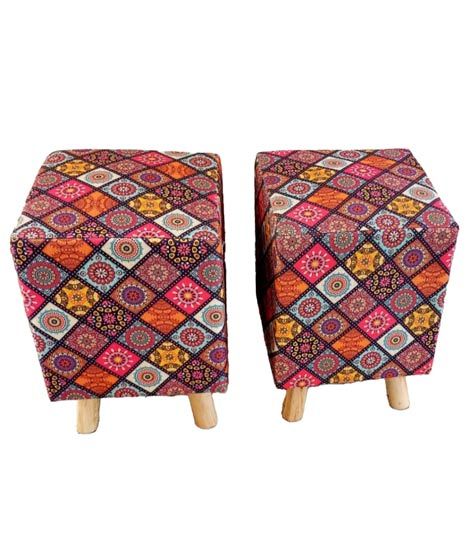 iShopping - The AZY Wooden Square Ottoman Chair - 1Pc