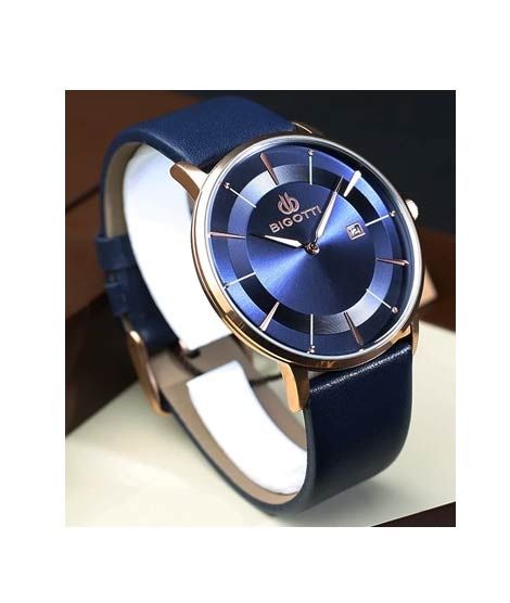 iShopping - Bigotti Leather Men's Watch Blue (BG.1.10123-4)