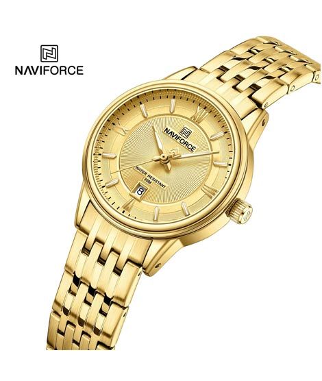 iShopping - Naviforce Exclusive Date Edition Watch For Women Gold (NF-8040L-5)
