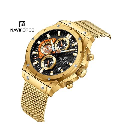 iShopping - Naviforce Novicius Chronograph Edition Watch For Men Golden (NF-8027-2)