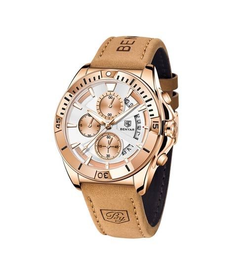 iShopping - Benyar Chronograph Exclusive Men's Leather Watch Mustard (BY-5180-1)