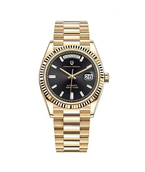 iShopping - Pagani Design Day & Date Men's Watch Gold Black (PD-1752-1)