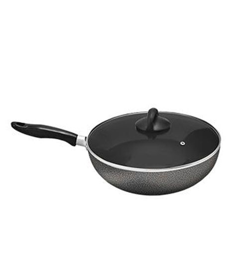 iShopping - Cambridge Non Stick Long Handle Wok With Glass Lid 22 Cm (NWT822L)