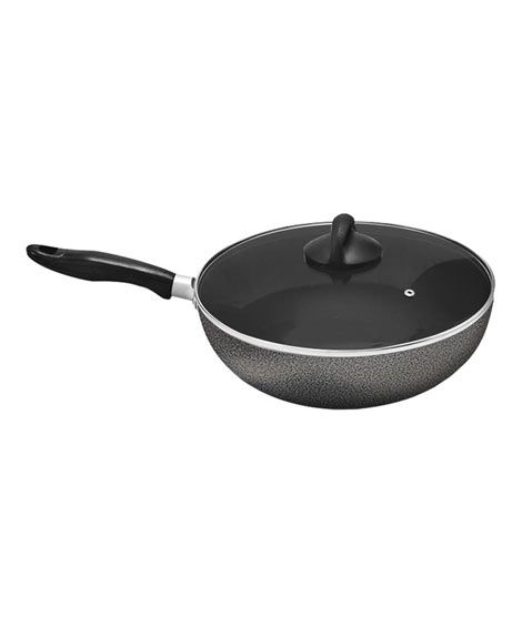 iShopping - Cambridge Non Stick Long Handle Wok With Glass Lid 24 Cm (NWT824L)