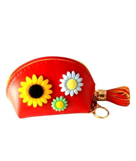 iShopping - FS Couture Sunflower Coin Pouch Key Chain Red