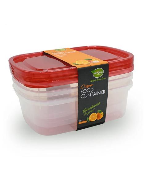 iShopping - Appollo Crisper Food Container Extra Large (Pack Of 3)-Red
