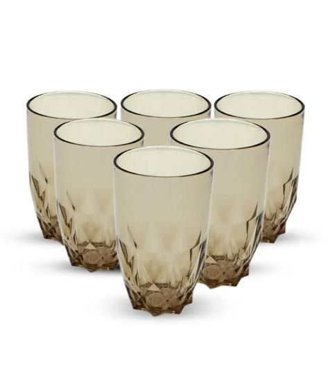 iShopping - Appollo Party Acrylic Glass M-11 (Pack Of 6)-Amber Yellow