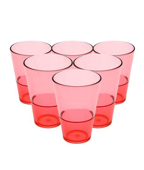 iShopping - Appollo Party Acrylic Glass M-6 (Pack Of 6)-Red