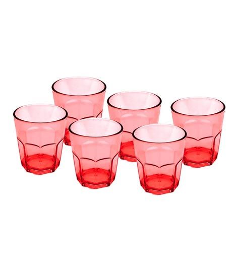 iShopping - Appollo Party Acrylic Glass M-4 (Pack Of 6) -Red