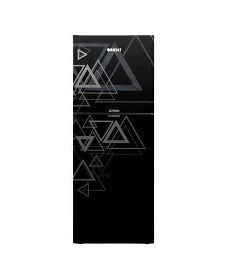 iShopping - Orient Ultron 410 Glass Door Inverter Freezer-on-Top Refrigerator 16 Cu Ft-Triangle Black