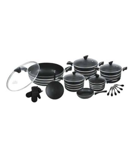 iShopping - Domestic Non Stick Stylish Cookware Set Black - 21 Pieces (0079)