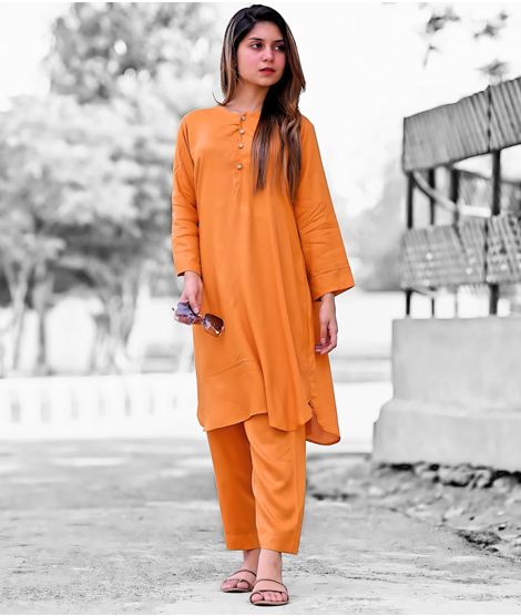 iShopping - Vcare Natural 2 Pieces Casual Suit For Women Orange-Medium