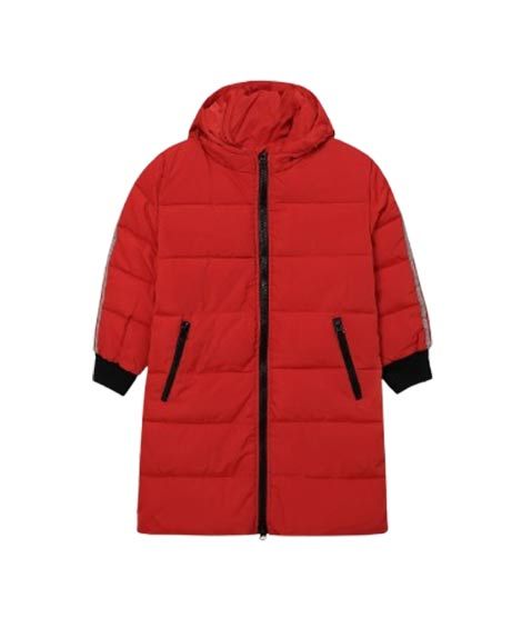 iShopping - HnH Marketing Quilted Zipper Hoodie Jacket For Women Red-11-12 Years