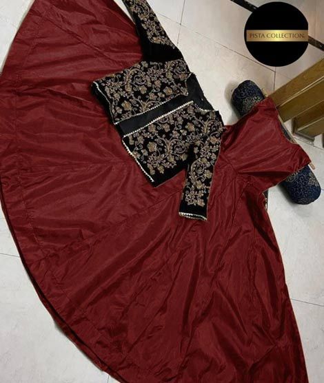 iShopping - Pista Collection 2PCs Sequence Embroidered Koti With Kalli-Maroon