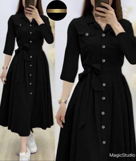 iShopping - Pista Collection Stylish Front Dori Coat Style-Black