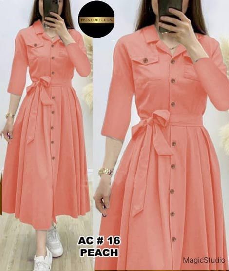 iShopping - Pista Collection Stylish Front Dori Coat Style-Peach