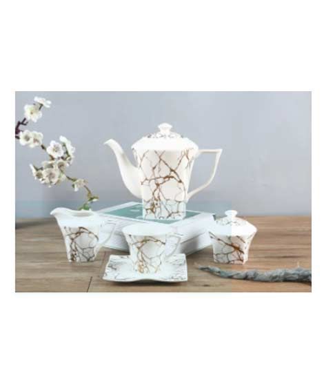 iShopping - Easy Shop Marble Print Ceramic Tea Set -15 Pcs