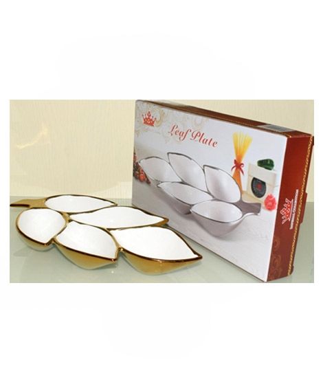 iShopping - Easy Shop 5 Partition Leaf Serving Tray Golden