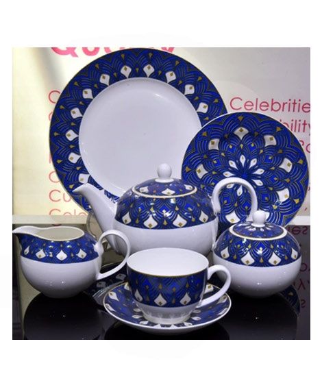 iShopping - Easy Shop Bone China Tea Set - 24Pcs Dark Blue