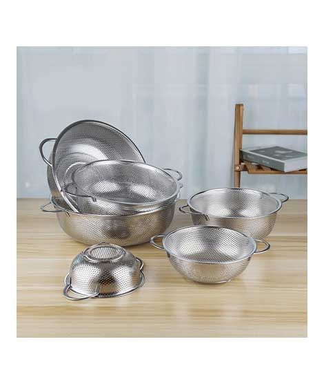 iShopping - Easy Shop Stainless Steel Vegetable Draining Strainer - Set Of 6
