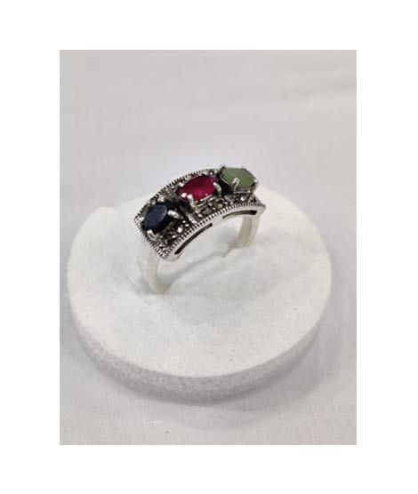 iShopping - Gilgit Bazaar Multi Stone Silver Ring (11)