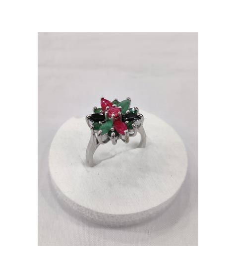 iShopping - Gilgit Bazaar Multi Stone Silver Ring (16)