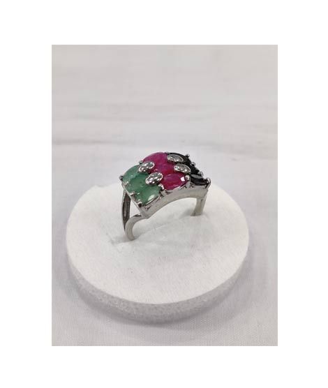 iShopping - Gilgit Bazaar Multi Stone Silver Ring (17)
