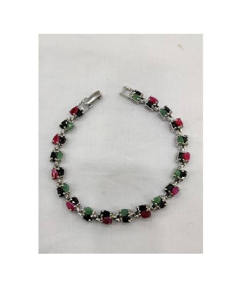 iShopping - Gilgit Bazaar Multi Stone Silver Bracelet (17)