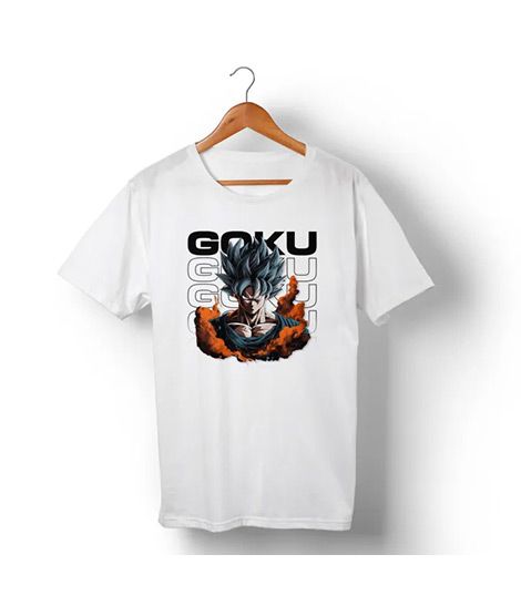 iShopping - Genteez Goku Digital Printed T Shirt For Men-White-Large