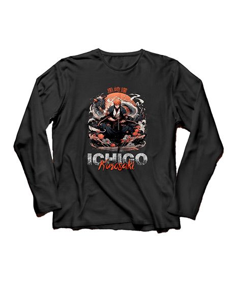 iShopping - Genteez Ichigo Full Sleeves Digital Printed T Shirt For Men-Black-Extra Large