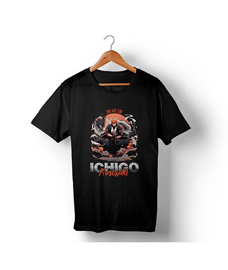 iShopping - Genteez Ichigo Kurosaki Digital Printed T Shirt For Men-Black-Extra Large
